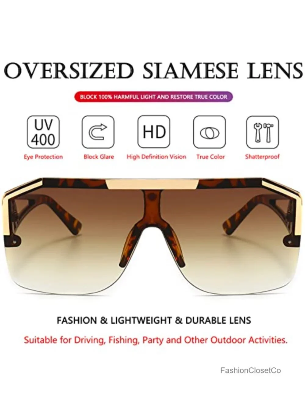 Oversized Square Shield Sunglasses One Lens Retro Shades Unisex